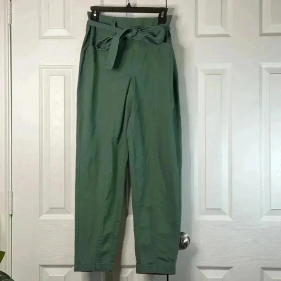 A New Day Womens High-Rise Tapered Ankle Tie-Front Pants Olive Green Size 6 - Picture 2 of 15
